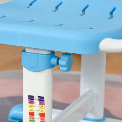 HOMCOM Kids Study Desk and Chair Set w/ Adjustable Height, Storage, Drawer, Blue 