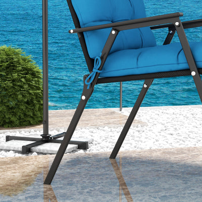 Outsunny 2-Piece Seat Cushion Replacement with Backrest, Garden Patio Chair Cushions Set with Ties, Blue 