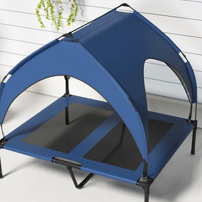 PawHut Cooling Raised Pet Bed w/ Washable Breathable Mesh, for Medium, Large Dogs, 91 x 76 x 89cm - Dark Blue 
