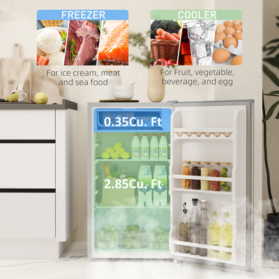 HOMCOM 91L Freestanding Under-Counter Fridge with Lock - Grey 