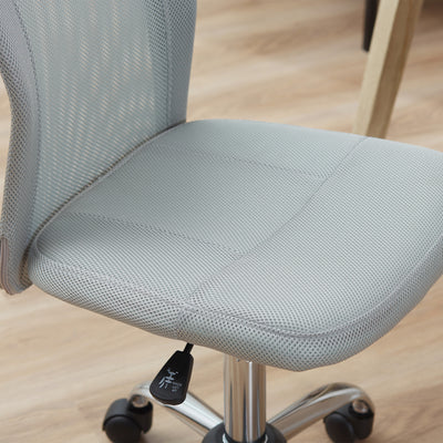 Vinsetto Office Chair, Armless Desk Chair, Adjustable Computer Swivel Chair with Rolling Wheels and Mesh Back for Home Work Study, Grey 