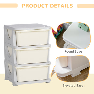 HOMCOM Three-Tier Kids Storage Boxes, with Three Drawers - White 