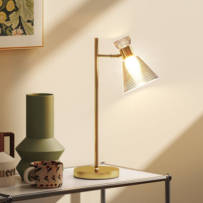HOMCOM Modern Table Lamp, Bedside Lamp with Adjustable Flower-Shaped Head and E27 Socket for Living Room Bedroom Study, Bulb Not Included, Gold Tone 