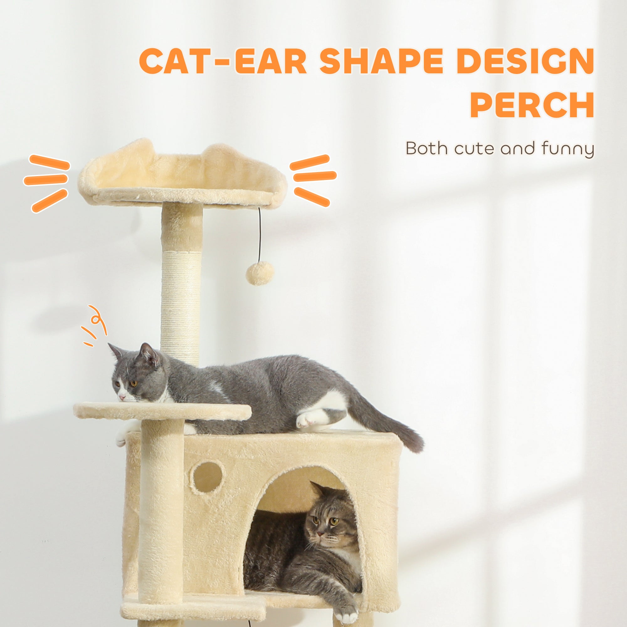 PawHut 180cm Large Cat Tree Tower with Sisal Scratching Posts, Condos, Plush Perches, Hammock, Ladder, Beige 
