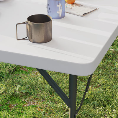 Outsunny 3ft Folding Camping Table, Heavy Duty Picnic Table with 2 Adjustable Height for Indoor Outdoor Garden, Party, BBQ, White 