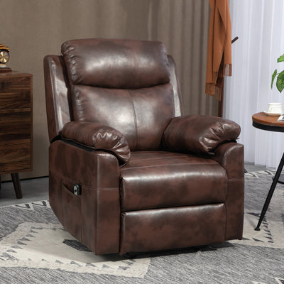 HOMCOM Faux Leather 70\'c2\'b0 Electric Riser Recliner Chair, Dark Brown 