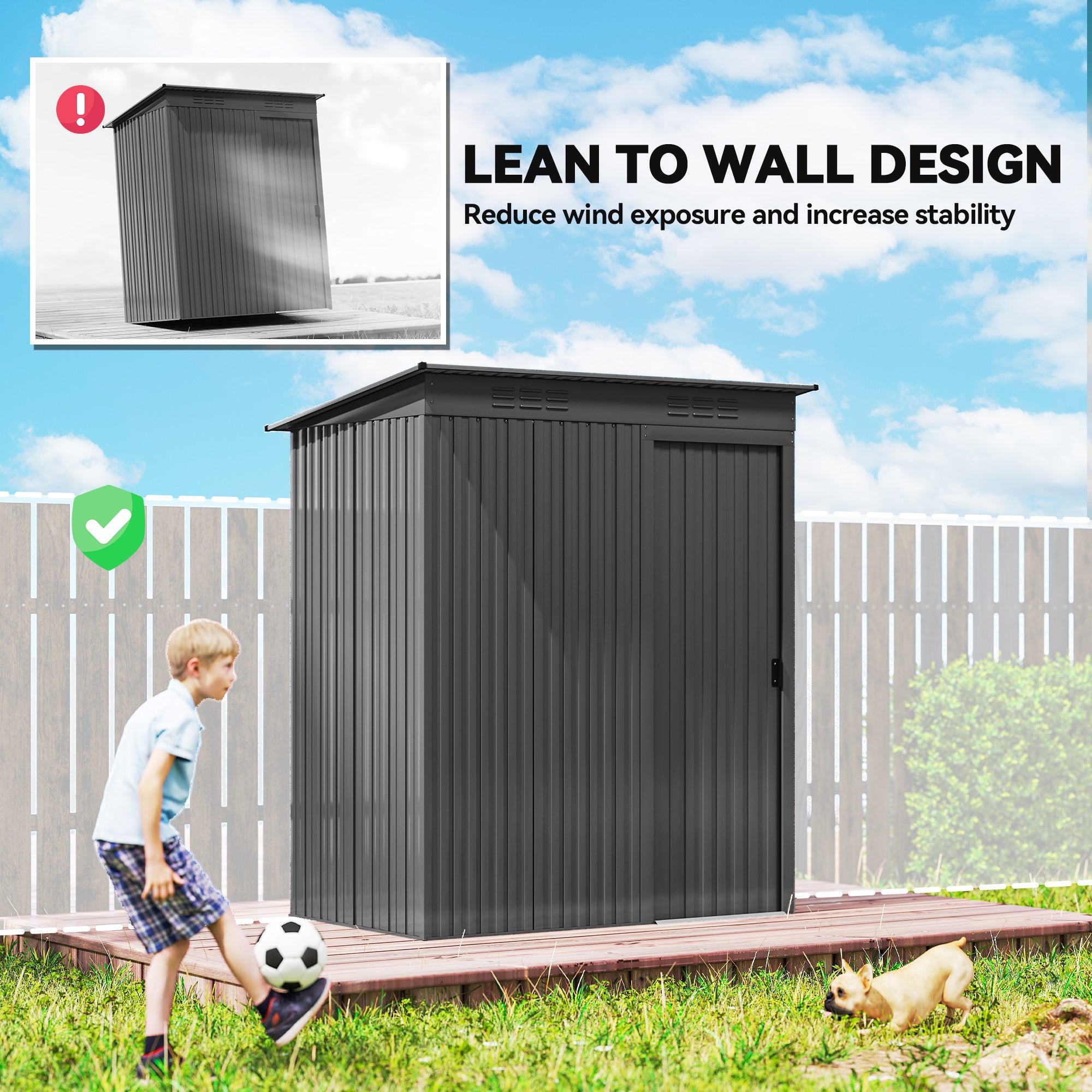 Outsunny 5 x 3.5ft Metal Garden Storage Shed with Effortless Assembly and 2 Pairs of Gloves, Waterproof Outdoor Shed, Dark Grey 