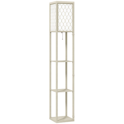 HOMCOM Three-Shelf Standing Lamp - Oak/White 