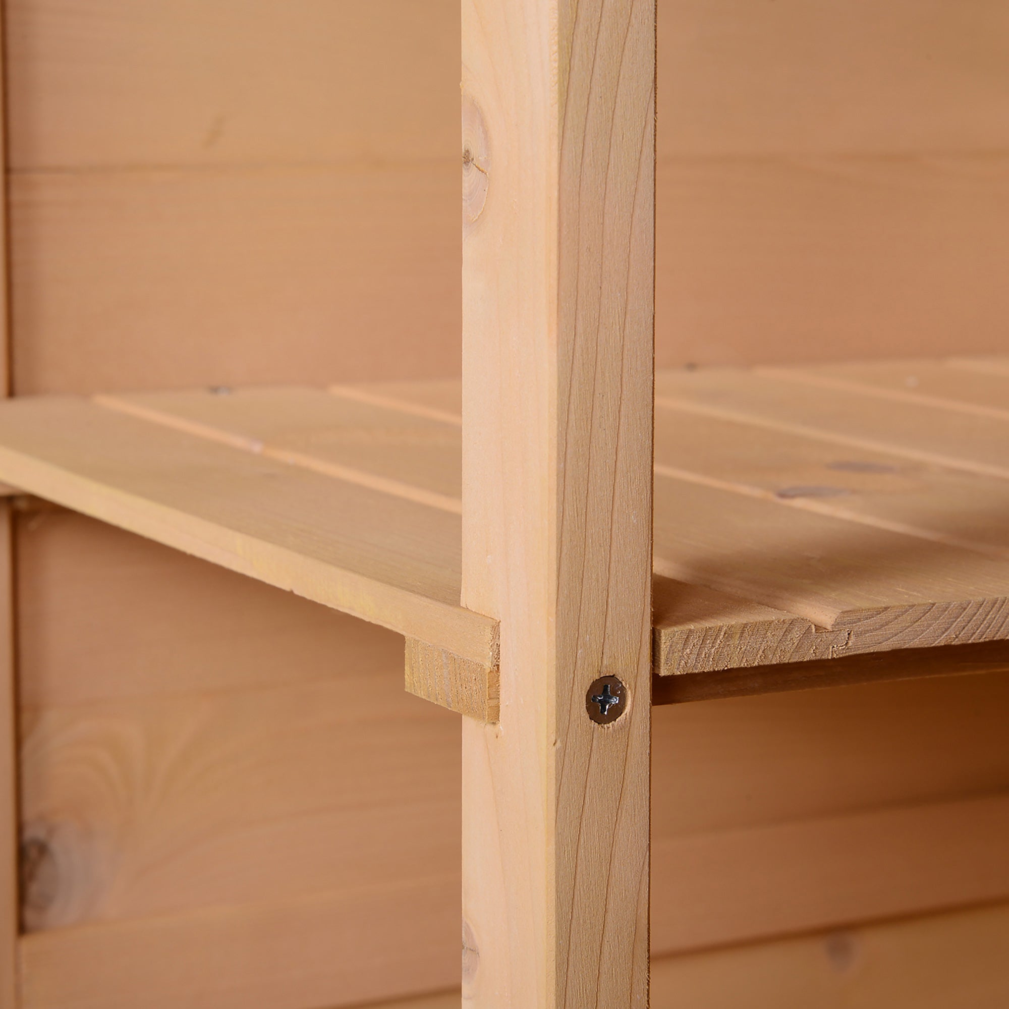 Outsunny Wooden Small Shed, Garden Storage Shed with Shelves and Bolt Latch, 75L x 56W x115H cm, Natural 