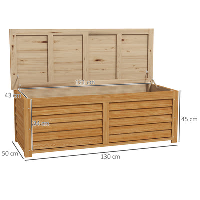 Outsunny 292L Outdoor Storage Box, Wooden Deck Box Garden Storage Container for Balcony, Porch, Poolside, Light Brown 