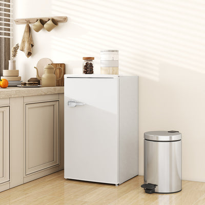 HOMCOM Under Counter Fridge, 85L Small Retro Refrigerator with Chiller Box, Adjustable Thermostat, Glass Shelves, White 