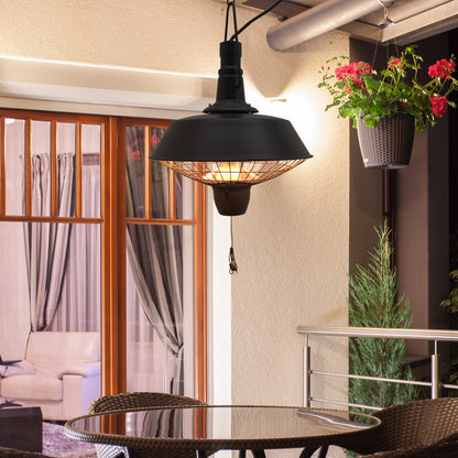 Outsunny 2100W Outdoor Ceiling Mounted Halogen Electric Heater Hanging Patio Garden Warmer Light - Black 