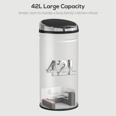 HOMCOM 42L Stainless Steel Sensor Bin - Silver Tone 