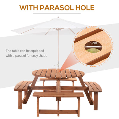 Outsunny 8-Seater Wooden Picnic Set-Fir Wood 