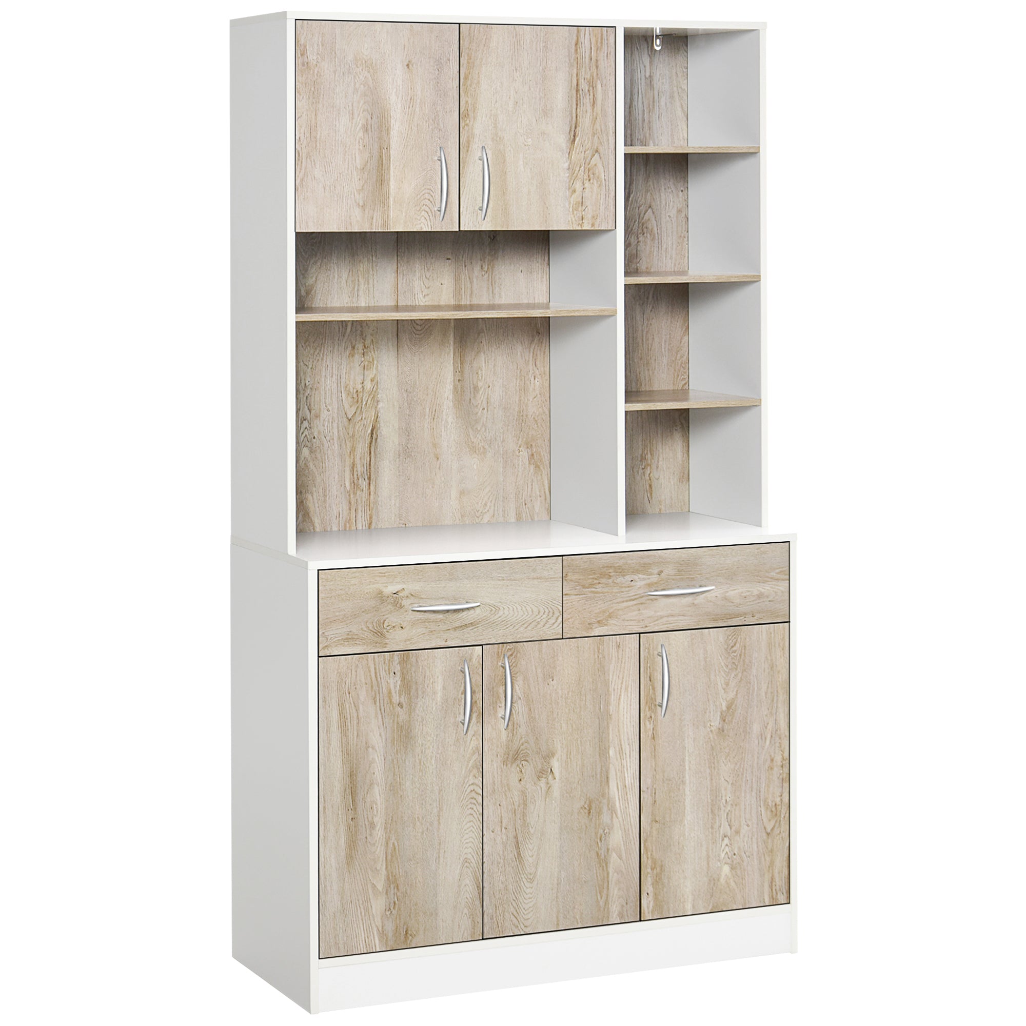 HOMCOM Kitchen Cupboard Sideboard Storage Cabinet Unit with Counter Top, Adjustable Shelves, Drawers for Dining Room, Living Room 