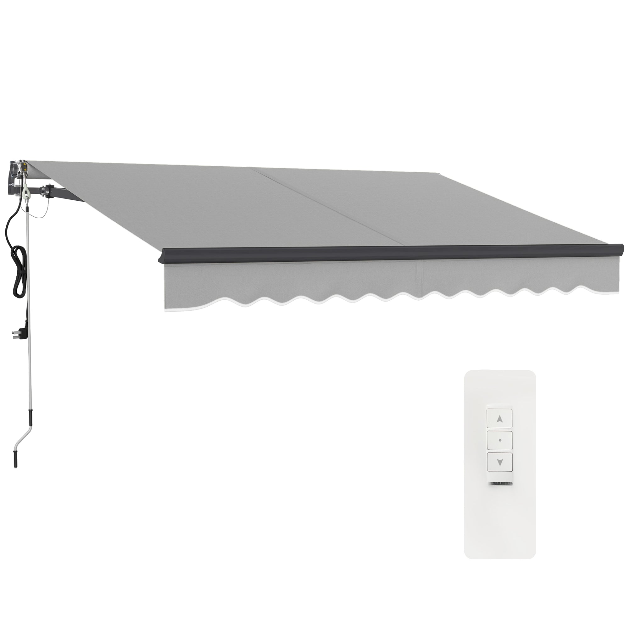 Outsunny 3 x 2.5m Electric Awning with Remote Controller, Aluminium Frame DIY Retractable Awning, UV30+ Sun Shade Canopy for Garden Patio Deck Door Window, Light Grey 