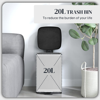 HOMCOM 20L Modern Boxy Metal Home Kitchen Bin - Black 