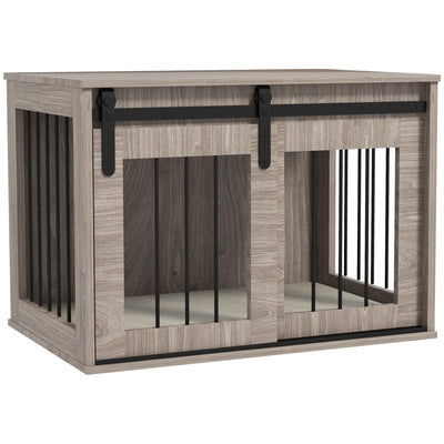 PawHut Dog Crate Furniture with Removable Cushion for Medium Dogs, 80 x 54 x 57cm - Brown 