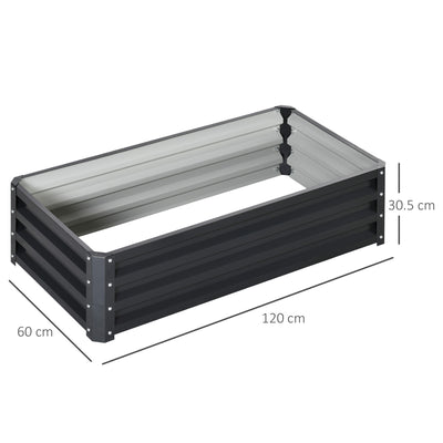 Outsunny Raised Beds for Garden, Galvanized Outdoor Planters, for Herbs and Vegetables, Use for Patio, Backyard, Balcony, Grey 
