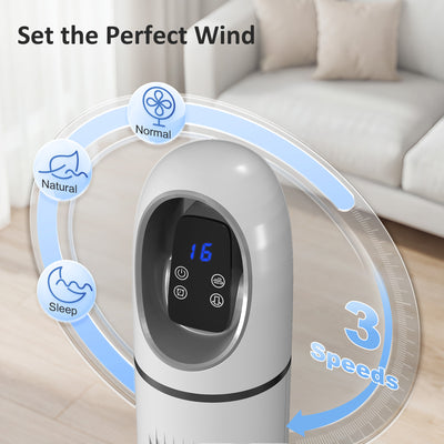 HOMCOM Tower Fan for Bedroom, Standing Floor Fan with Oscillating, 3 Modes, 3 Speeds, 24 Hour Timer, White 
