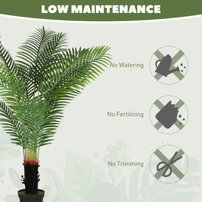 HOMCOM 150cm Artificial Areca Palm Tree with 12 PE Leaves, Decorative Artificial Plant with Plastic Pot and Flocked Soil, Fake Plant for Home Office Decor, Green 