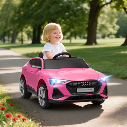 HOMCOM 12V Kids Electric Ride on, Electric Car for Kids with Parental Remote, Music, Lights, Suspension Wheels, Pink