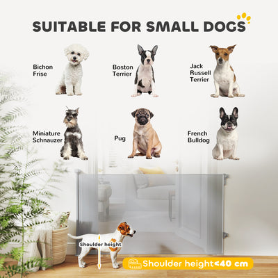 PawHut Retractable Stair Gate Extends Up to 140 cm Wide, Dog Gate for Doorways, Stairways, Hallways, Grey 