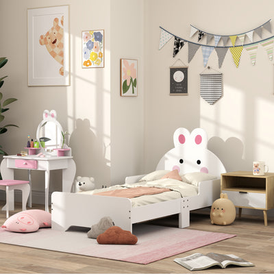 ZONEKIZ Rabbit-Designed Toddler Bed, Kids Bedroom Furniture - White 