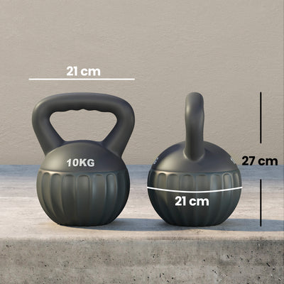 SPORTNOW Kettlebell for Strength Training Kettle Bell with Non-Slip Handle 10 kg Grey 