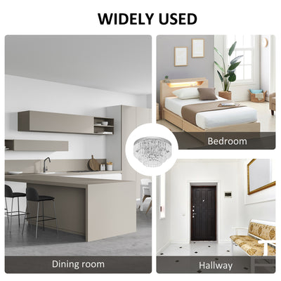 HOMCOM Round Crystal Ceiling Lamp 7 Lights Chandelier Mounted Fixture For Living Room Dining Room Hallway Modern 