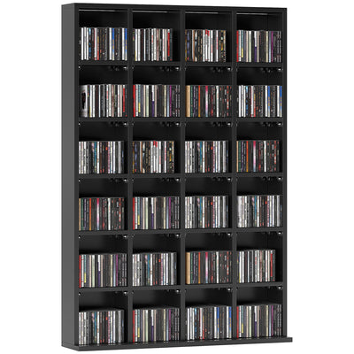 HOMCOM CD Storage Unit with Adjustable Shelves, 89 x 130.5 cm, Black 