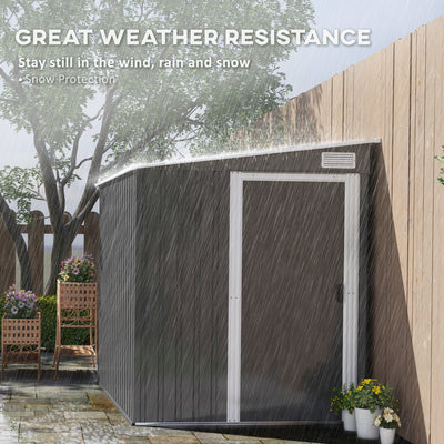Outsunny 7 x 5ft Galvanised Metal Shed, with Sliding Door - Dark Grey 