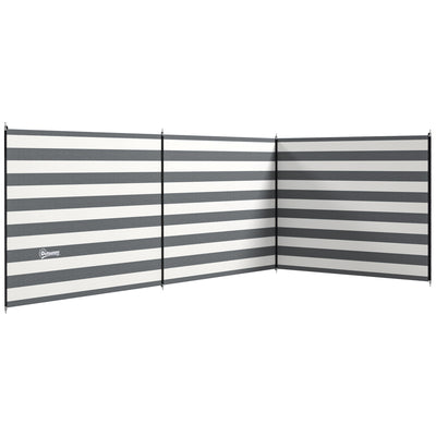 Outsunny 5 Pole Camping Windbreaks, Beach Wind Shield Shelter with Carry Bag and Steel Poles, Outdoor Caravan Privacy Shield, 540cm x 150cm, Grey and White 