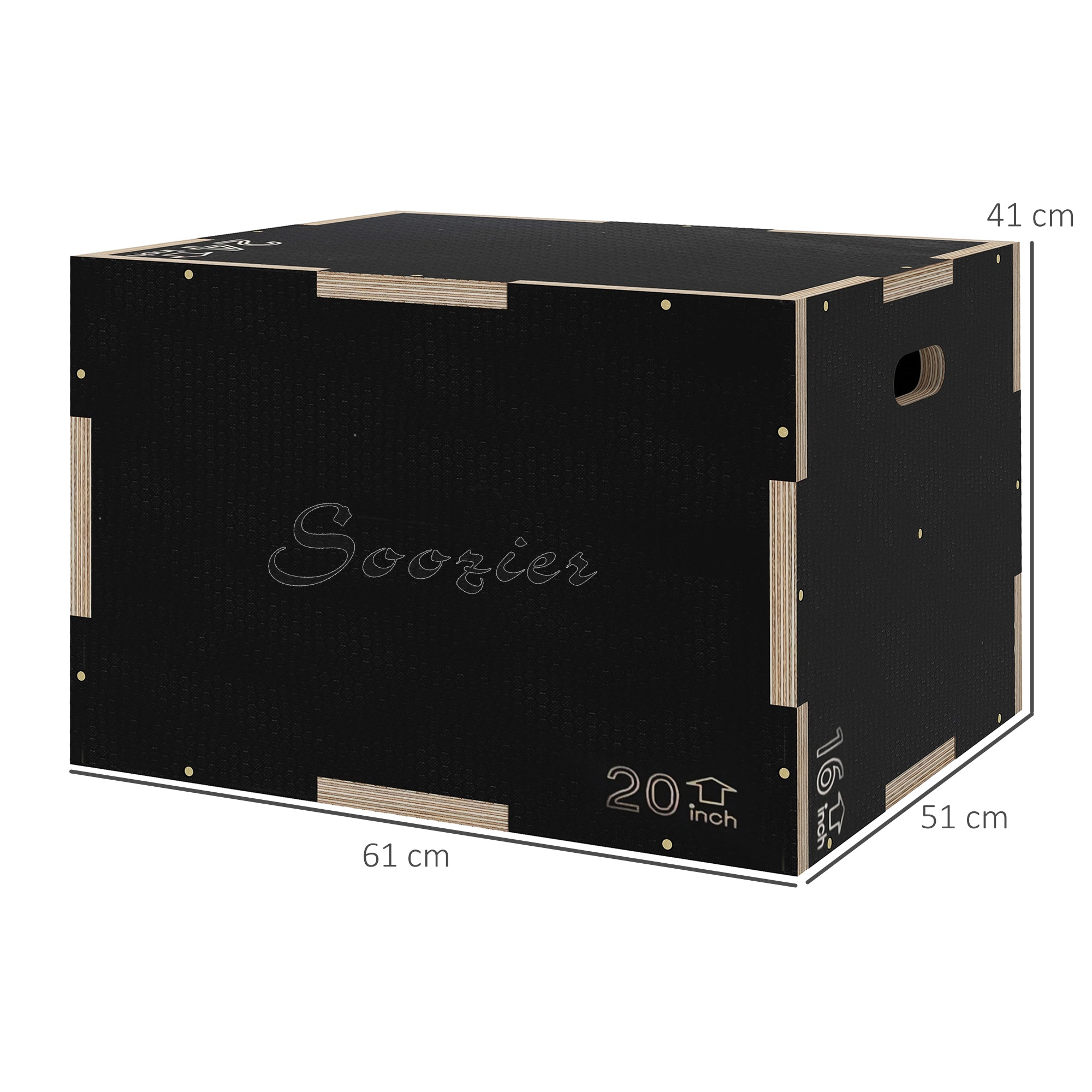 SPORTNOW Multi-Faceted Jump Box, Wooden Step Up Box, for Home, Gym, Exercise, 41/51/61cm - Black 