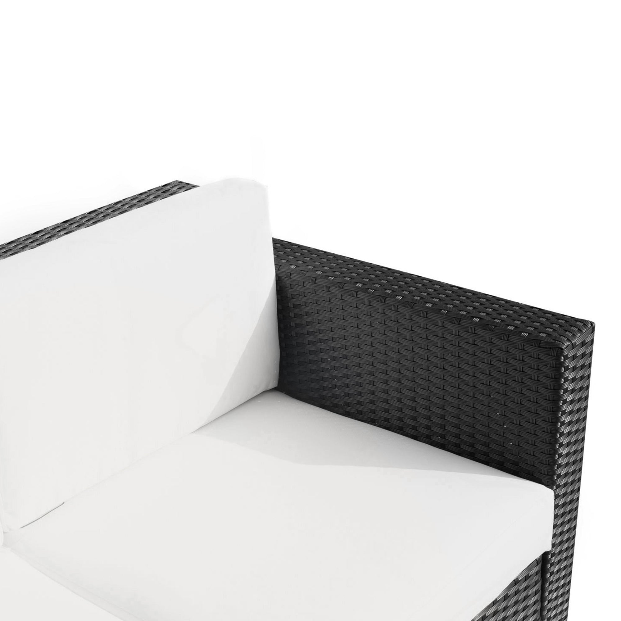 Outsunny 3 Seater Rattan Sofa All-Weather Wicker Weave Metal Frame Chair with Fire Resistant Cushion-Black 