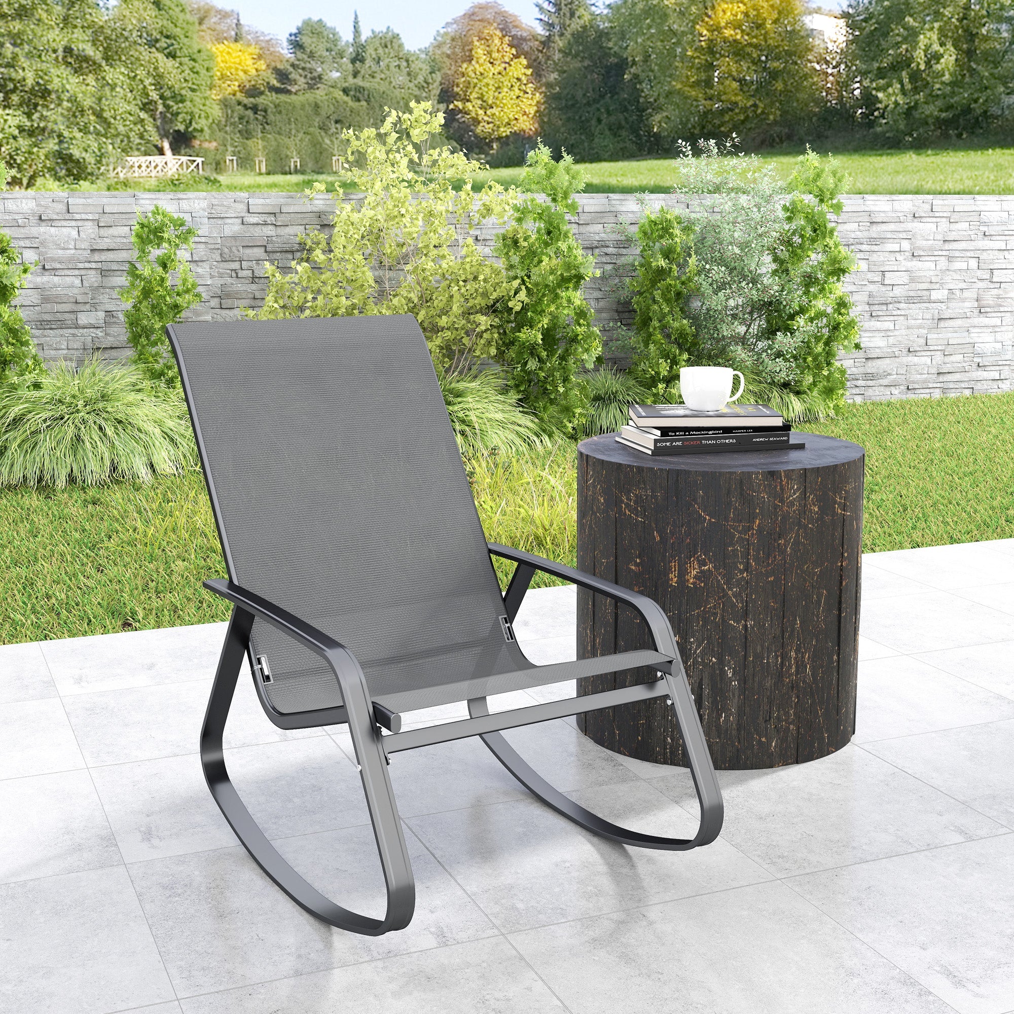 Outsunny Rocking Garden Chair - Grey 