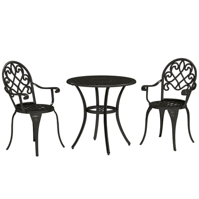 Outsunny Three-Piece Elegant Aluminium Garden Set - Black 