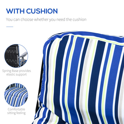 Outsunny Reclining Garden Chair Set of 2, 5-Level Adjustable Zero Gravity Chairs with Cushions, Folding Sun Lounger Garden Recliner Chairs with Armrests for Outdoor, Patio, Blue Stripe 