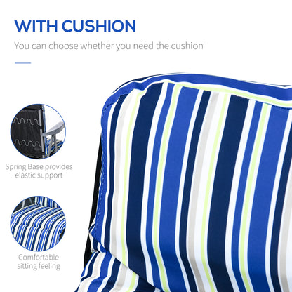 Outsunny Reclining Garden Chair Set of 2, 5-Level Adjustable Zero Gravity Chairs with Cushions, Folding Sun Lounger Garden Recliner Chairs with Armrests for Outdoor, Patio, Blue Stripe 