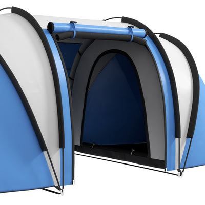 Outsunny Camping Tent with 2 Bedrooms and Living Area, 3000mm Waterproof Family Tent, for Fishing Hiking Festival, Blue 