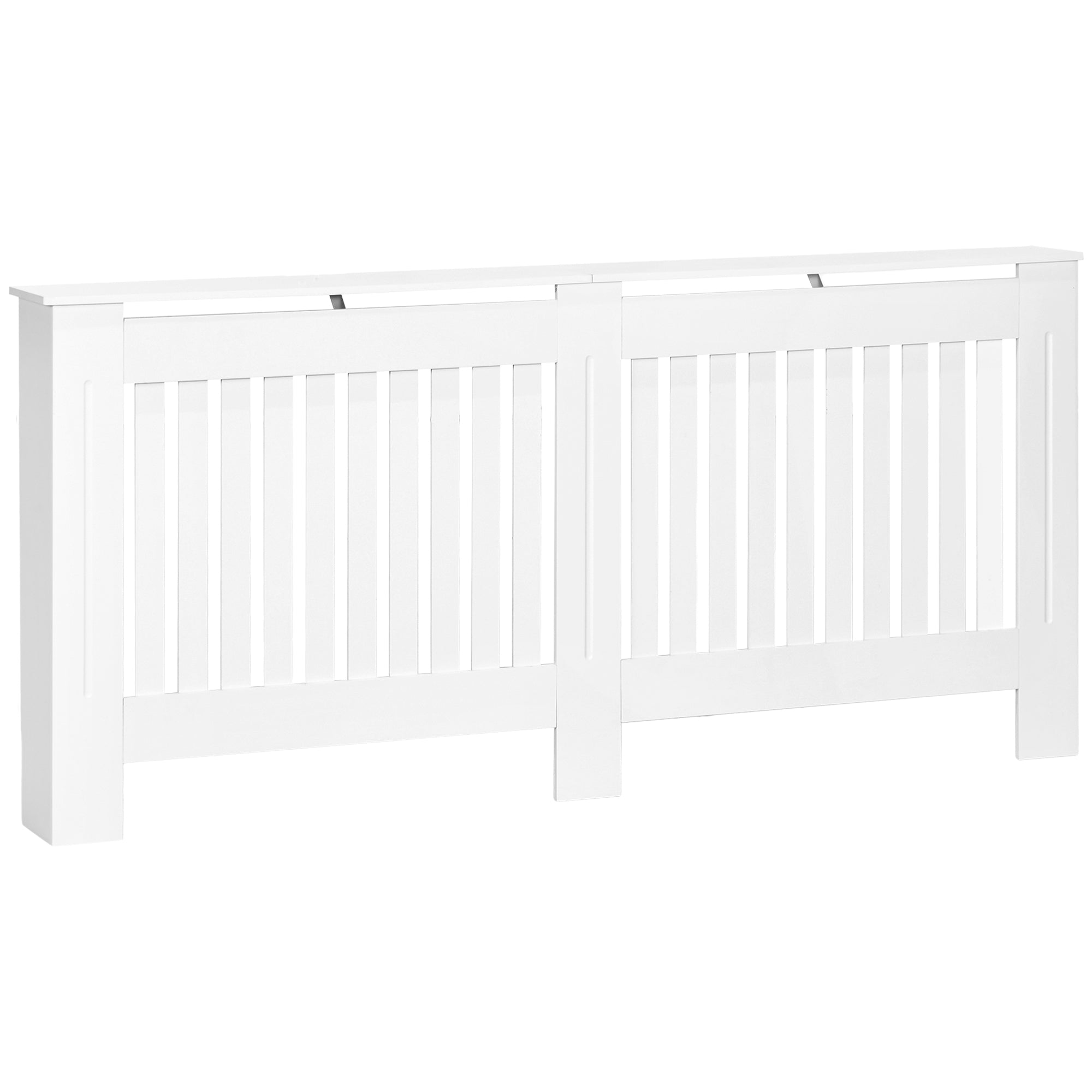 HOMCOM Slatted Radiator Cover Painted Cabinet MDF Lined Grill in White (172L x 19W x 81H cm) 