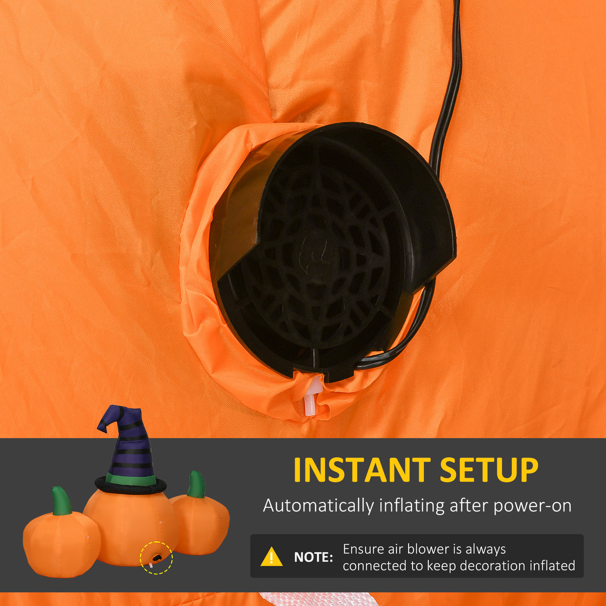 Outsunny 6ft Inflatable Halloween Large Pumpkin in Hat with Four Small Pumpkins, Blow-Up Outdoor LED Display for Lawn, Garden, Party 