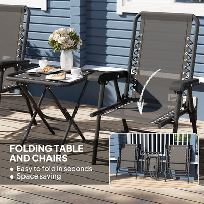 Outsunny Three-Piece Garden Table and Chair Set - Black 
