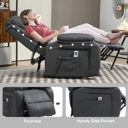 HOMCOM Electric Power Lift Recliner Chair Vibration Massage Reclining Chair with Remote Control and Side Pocket, Dark Grey 