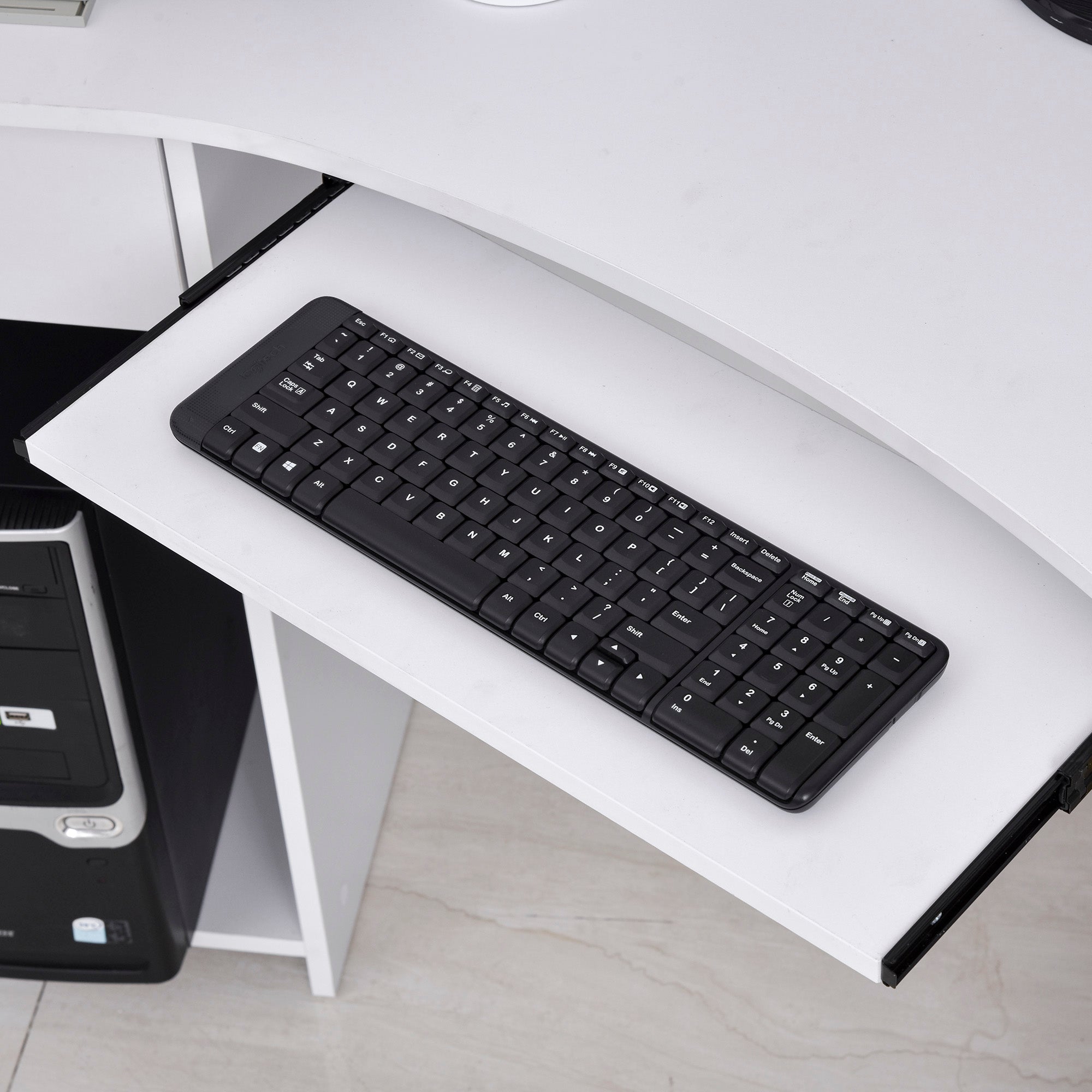 HOMCOM L-Shaped Corner Computer Desk w/ 2 Shelves Wide Worktop Keyboard Tray Drawer & CPU Stand Home Office Study Bedroom Furniture White 