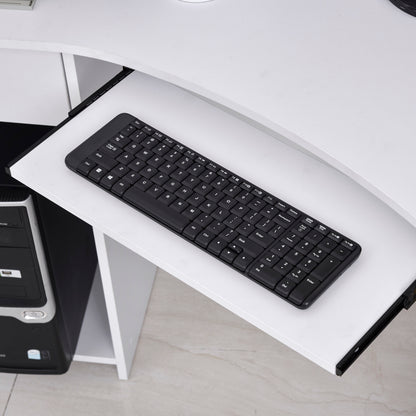 HOMCOM L-Shaped Corner Computer Desk w/ 2 Shelves Wide Worktop Keyboard Tray Drawer & CPU Stand Home Office Study Bedroom Furniture White 