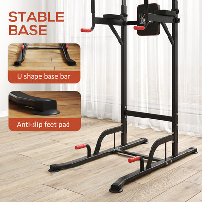 HOMCOM Power Tower Station with Dip Stand, Pull Up Bar Home Office Gym Training Workout Equipment 