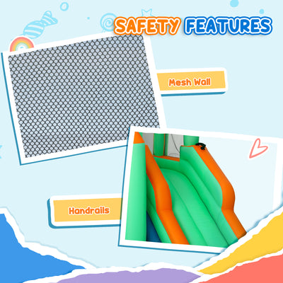 AIYAPLAY 8 in 1 Inflatable Bounce House with 680W Blower, Slide, 2 Pools, Basketball Hoop, Climbing Wall, Water Gun, Ring Toss 