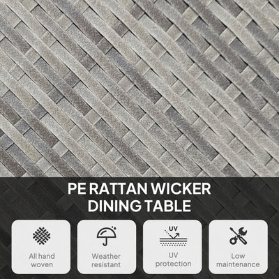 Outsunny 90cm Four-Person Wood-Effect Rattan Table - Grey 