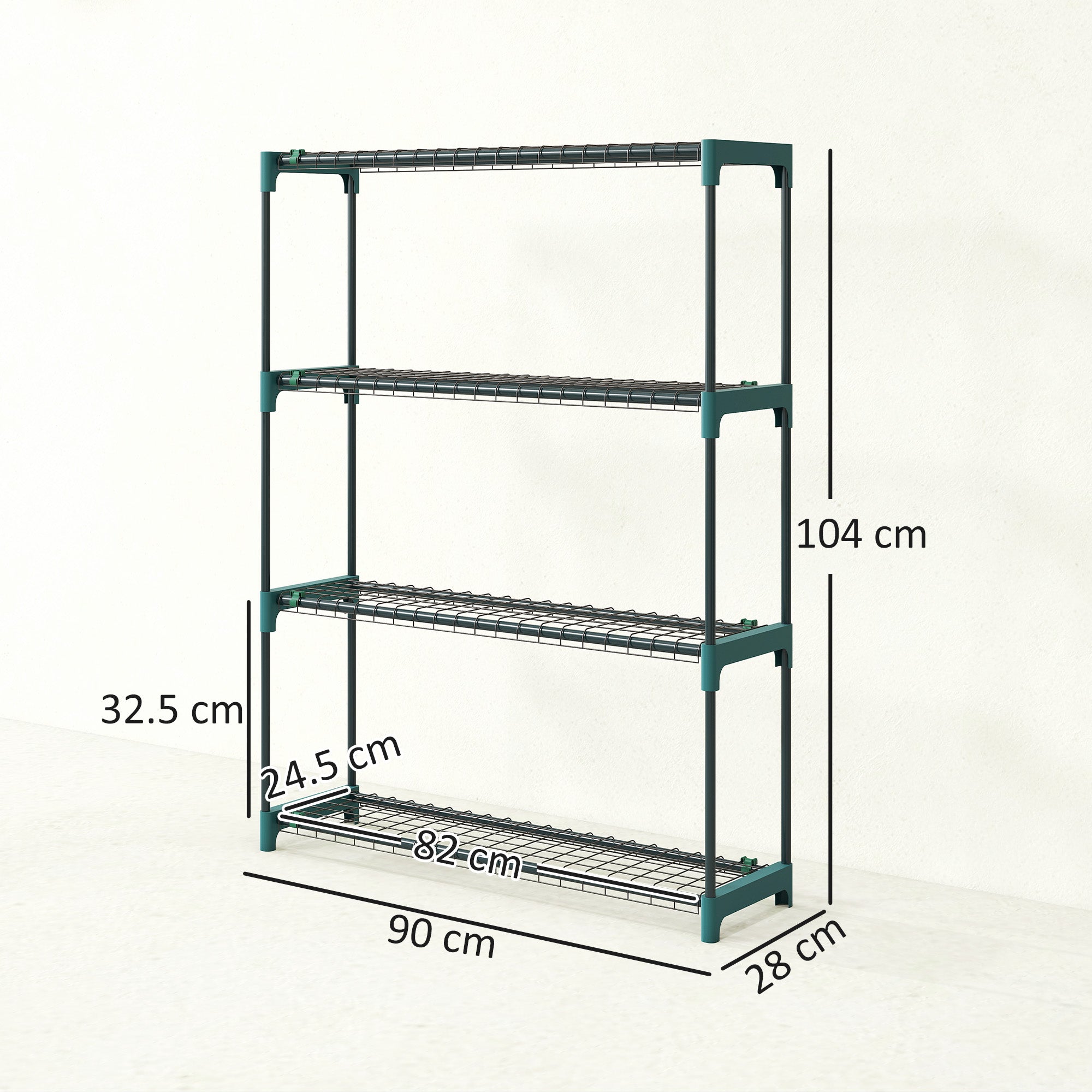 Outsunny 4-Tier Plant Stand Indoor Outdoor, Set of 2 Metal Plant Shelf with Rack Buckles for Easy Assembly, Flower Display Rack 